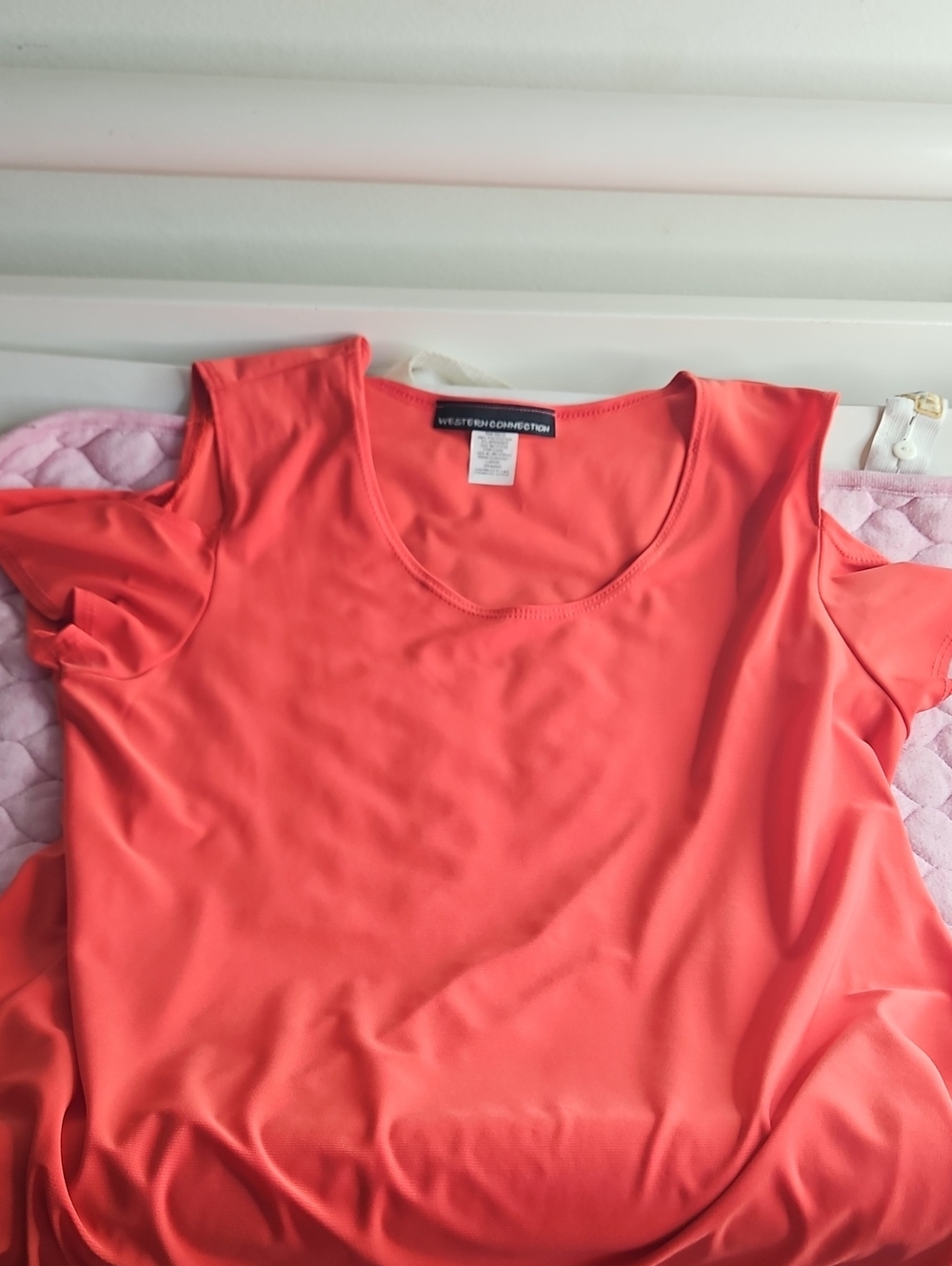 Coral Cold-Shoulder Scoop Neck Top